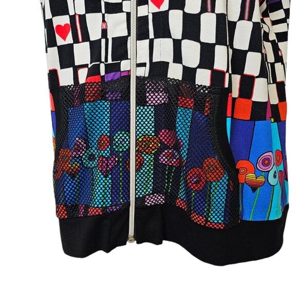 Simply Art by Dolcezza Womens Short Sleeve Hooded Lollipop Floral Cardigan Mesh - Picture 3 of 7